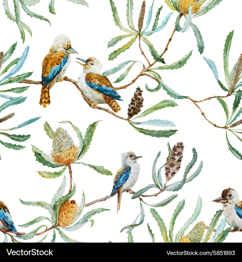 Australian Kookaburra Bird Pattern vector image