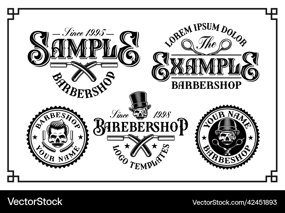 Barber Shop Logo Collection Vector Image