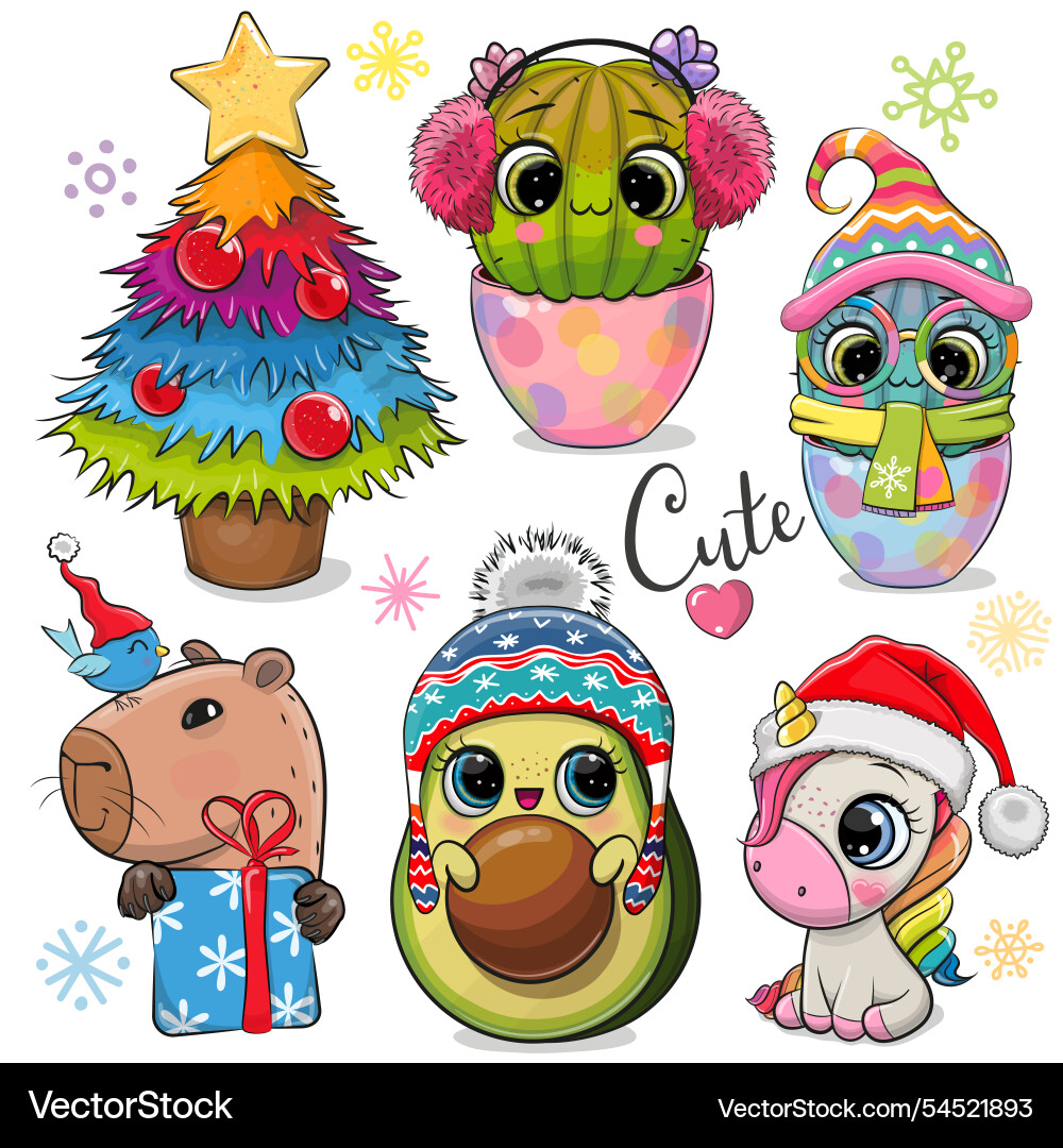 Cute Christmas Elements Collection Royalty Free Vector Image
