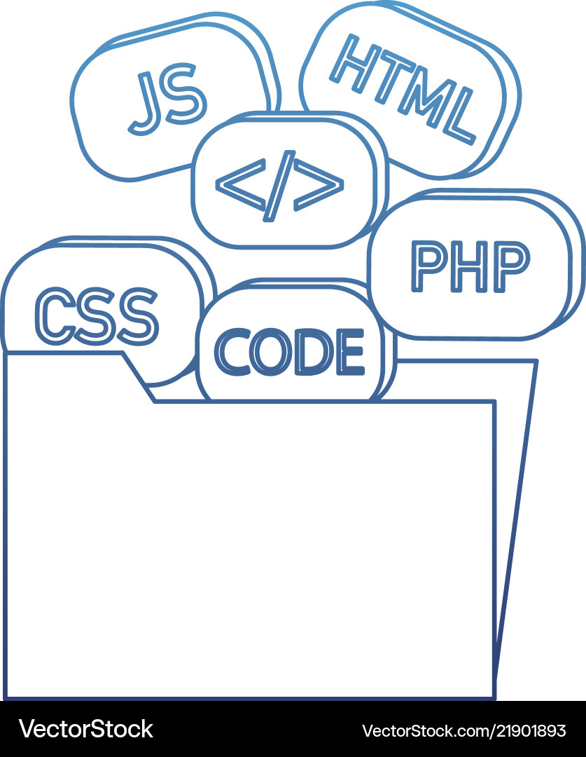 Degradierte Umrissordnerdatei mit Programmiercode Degradierte Umrissordnerdatei mit Programmiercode vektorbild