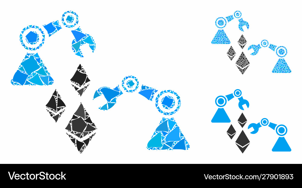 Ethereum mine robotics composition icon Ethereum mine robotics composition icon vector image