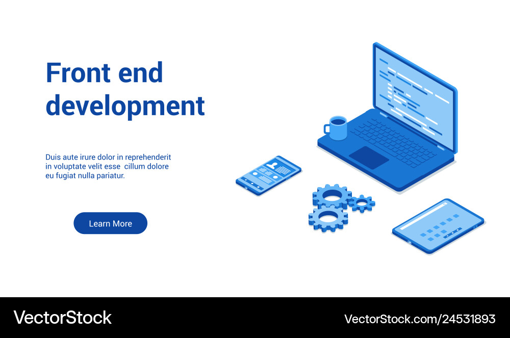 Front end development blue template Royalty Free Vector