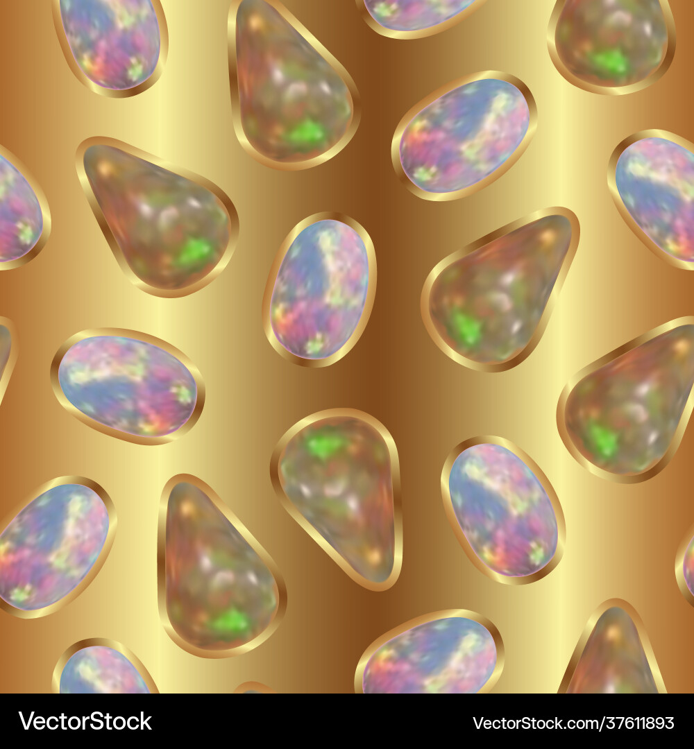 Gems in gold setting seamless pattern Vector Image