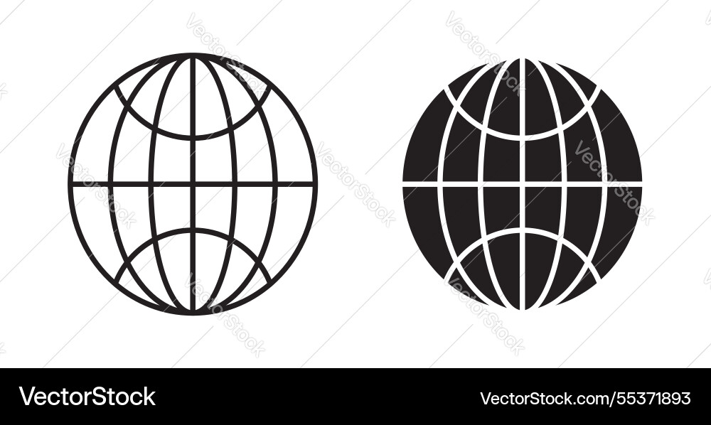 Globe icon set in thin line for web Vector Image