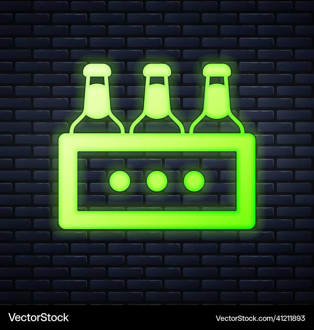Glowing Neon Packung Bierflaschen Ikone isoliert Glowing Neon Packung Bierflaschen Ikone isoliert vektorbild