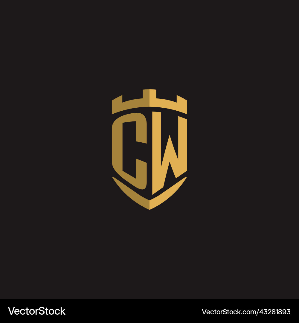 Initials cw logo monogram with shield style design Vector Image