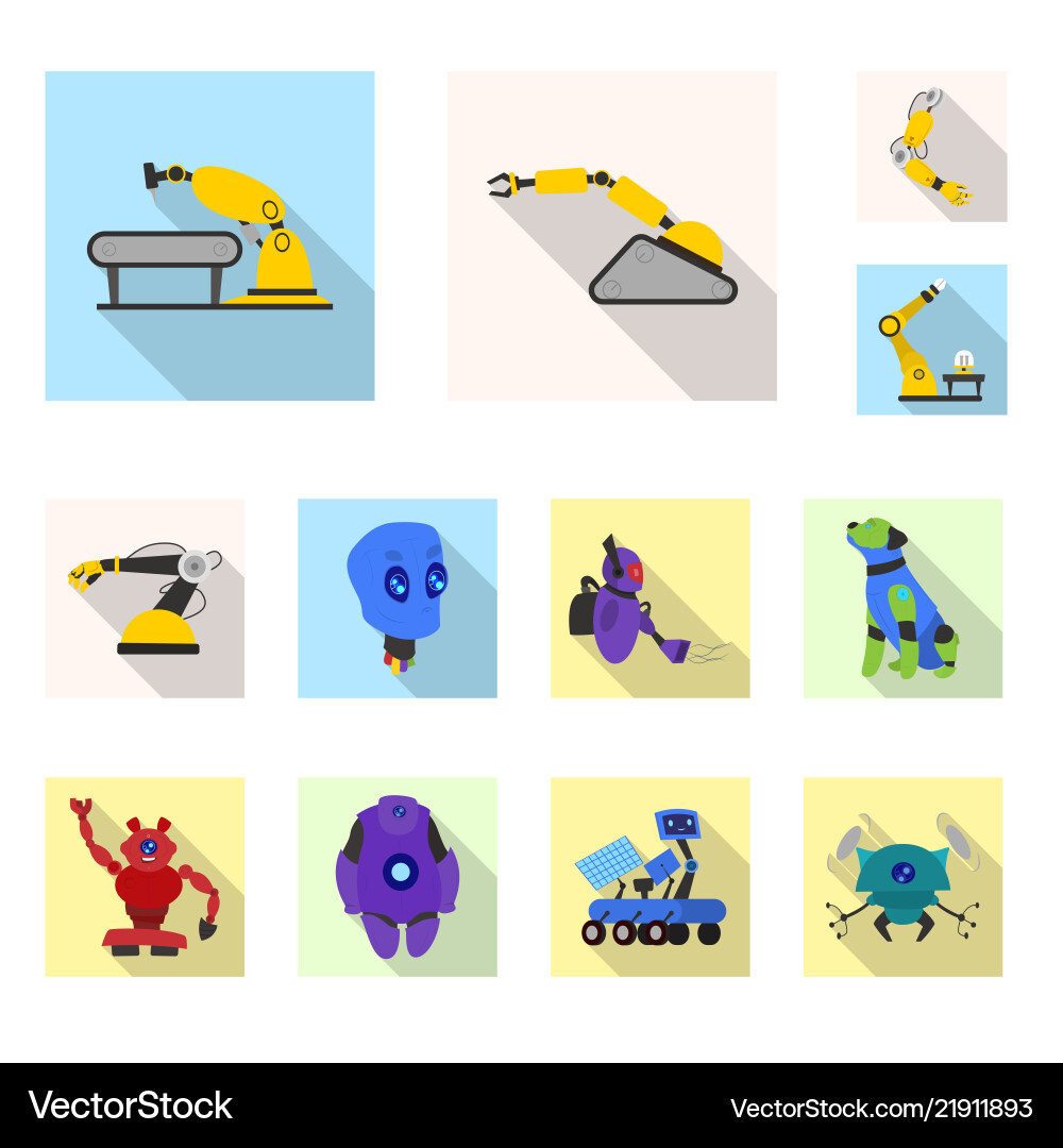 Isolated object of robot and factory logo set Isolated object of robot and factory logo set vector image