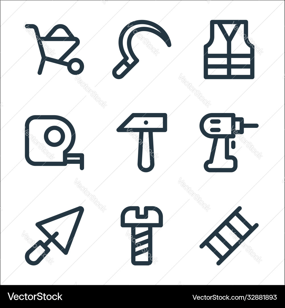 Labour day line icons linear set quality Labour day line icons linear set quality vector image