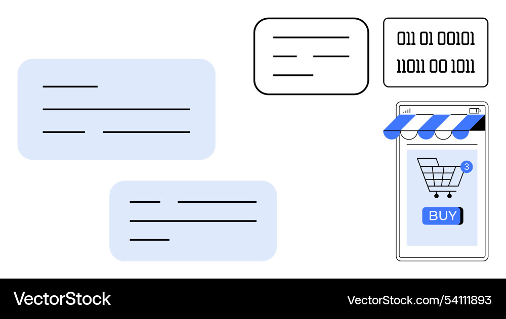 Mobile shopping and communication with binary code Mobile shopping and communication with binary code vector image
