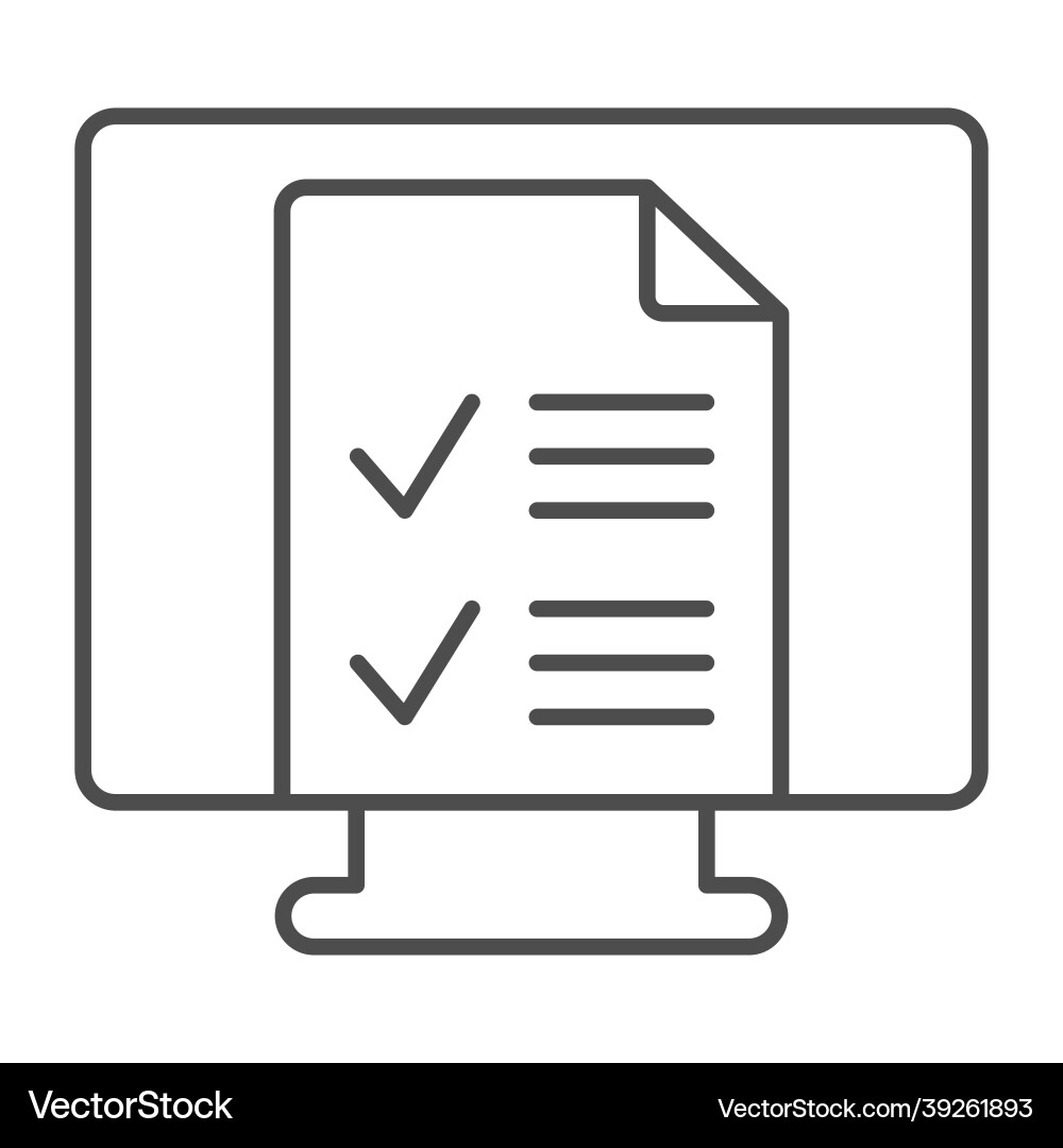Monitor monoblock with file document ticks Monitor monoblock with file document ticks vector image