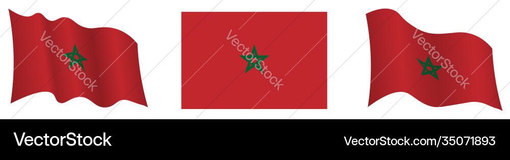 Morocco flag in static position and motion Morocco flag in static position and motion Vector Image