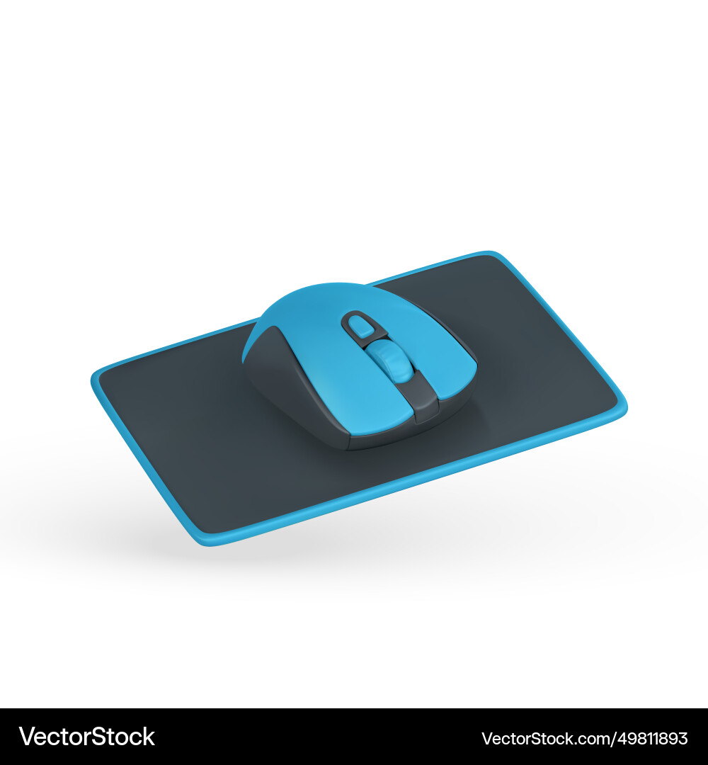 Realistic 3d computer wireless mouse on pad Realistic 3d computer wireless mouse on pad vector image