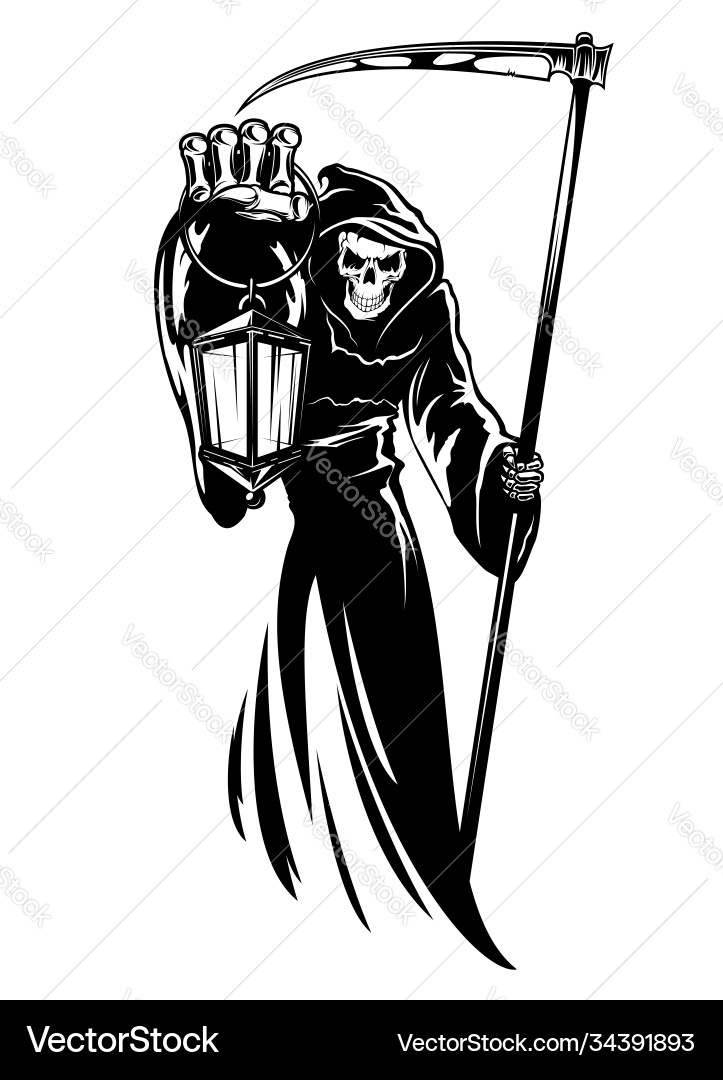 Reaper with Scythe and Lantern - Death Print vector image