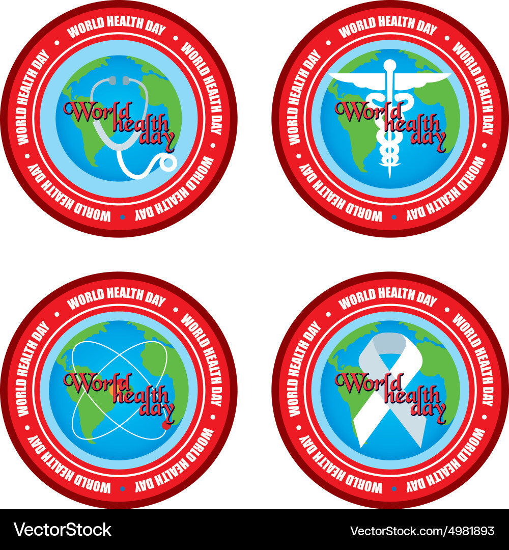 Set labels with text and elements for world health vector image