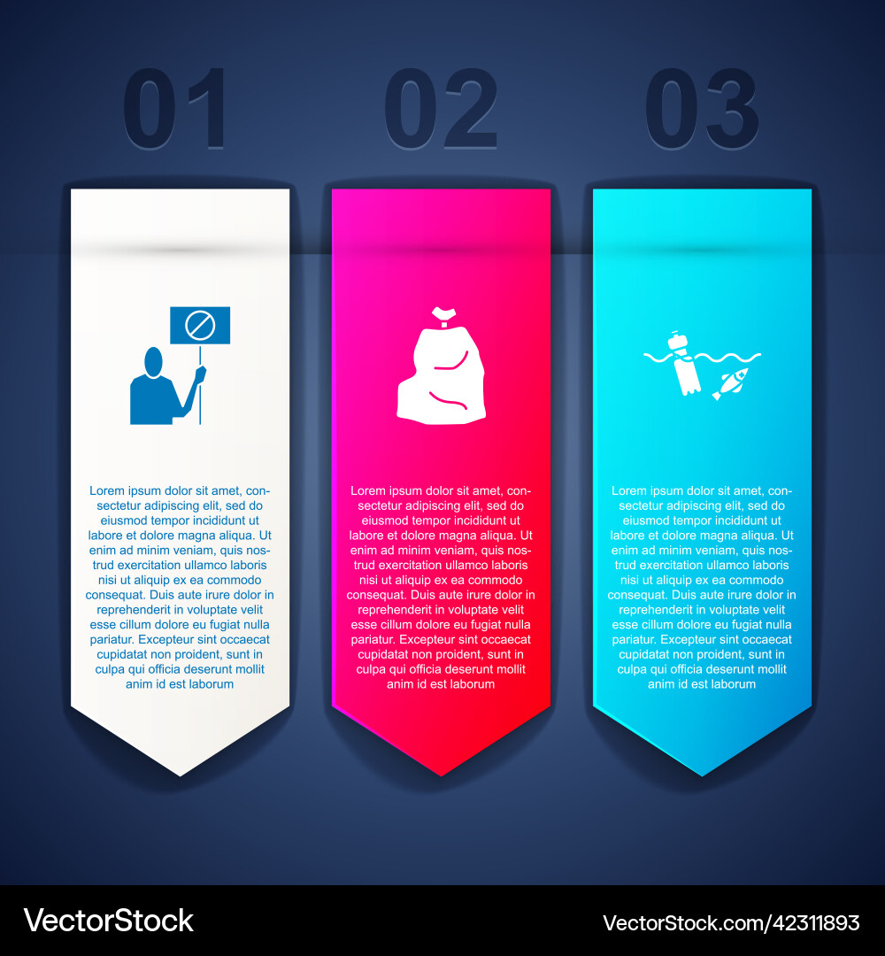 Set nature saving protest garbage bag and problem Vector Image