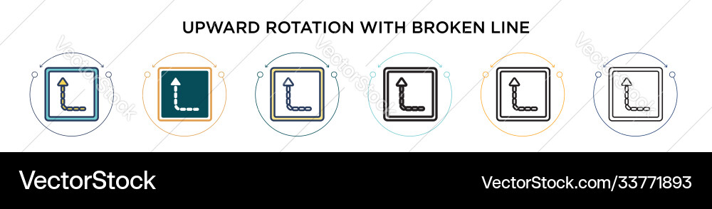 Upward rotation with broken line icon in filled Vector Image