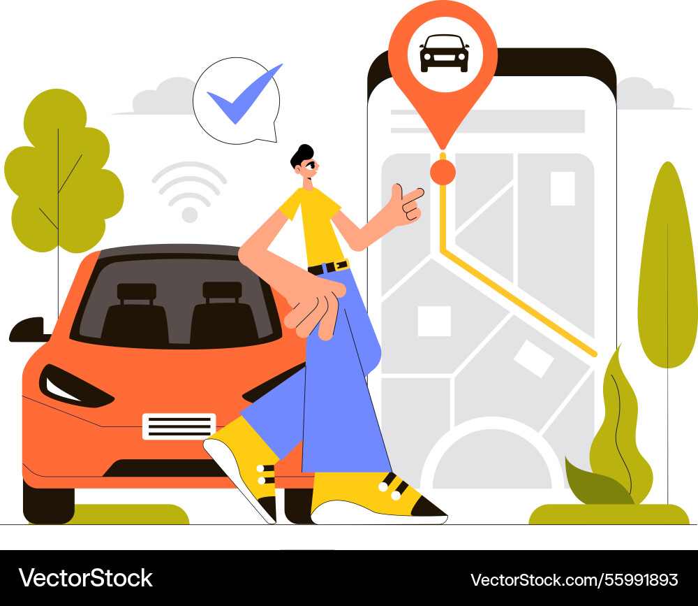 Vehicle tracking featuring workers loading Vehicle tracking featuring workers loading vector image