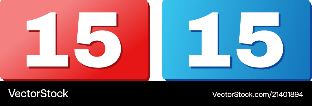 15 text on blue and red rectangle buttons vector image
