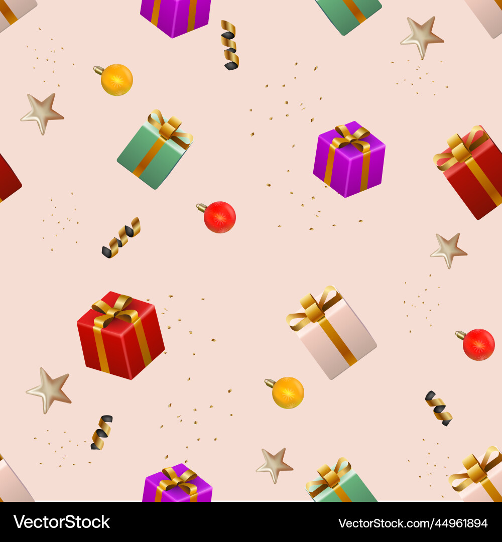 3d christmas gift box pattern confetti fall 3d christmas gift box pattern confetti fall vector image