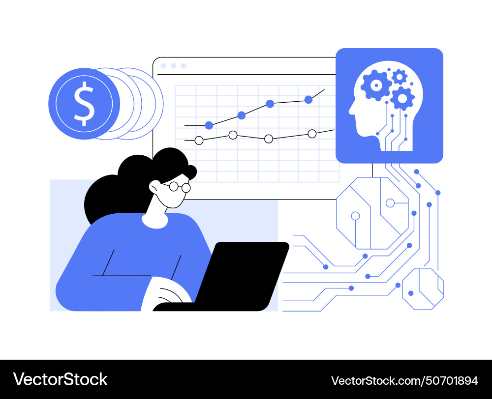 Ai-enhanced financial forecasting abstract concept vector image