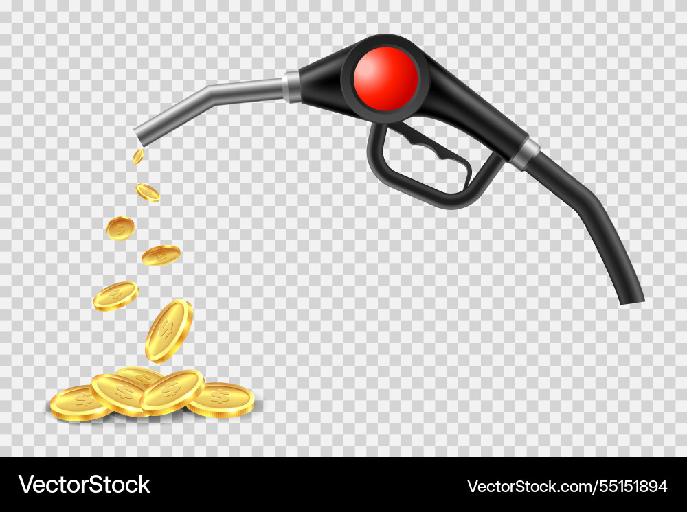 Benzintankpistole mit Goldmünzen aufsteigend Benzintankpistole mit Goldmünzen aufsteigend vektorbild