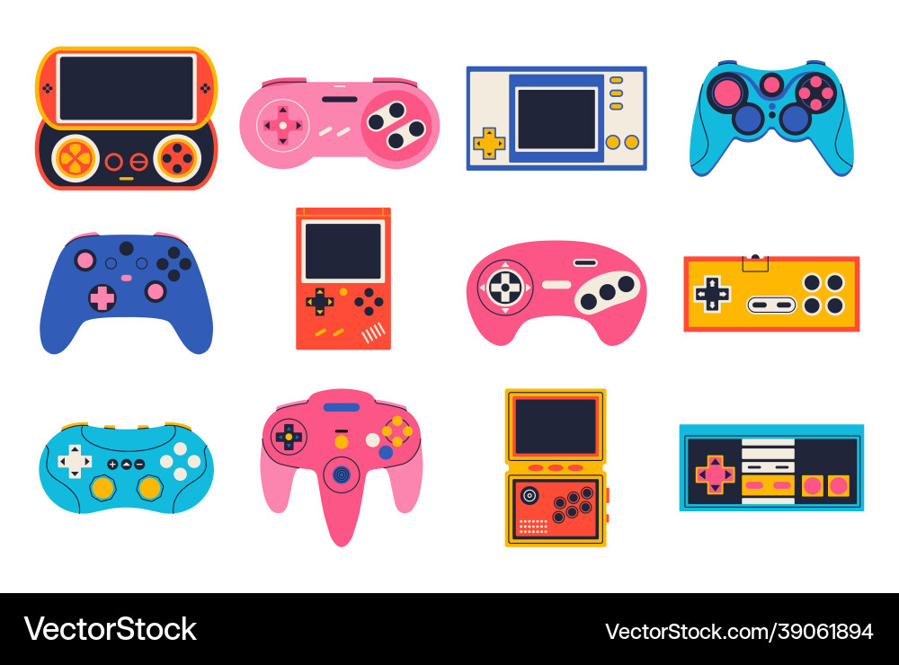 Console games doodle game controllers for Vector Image
