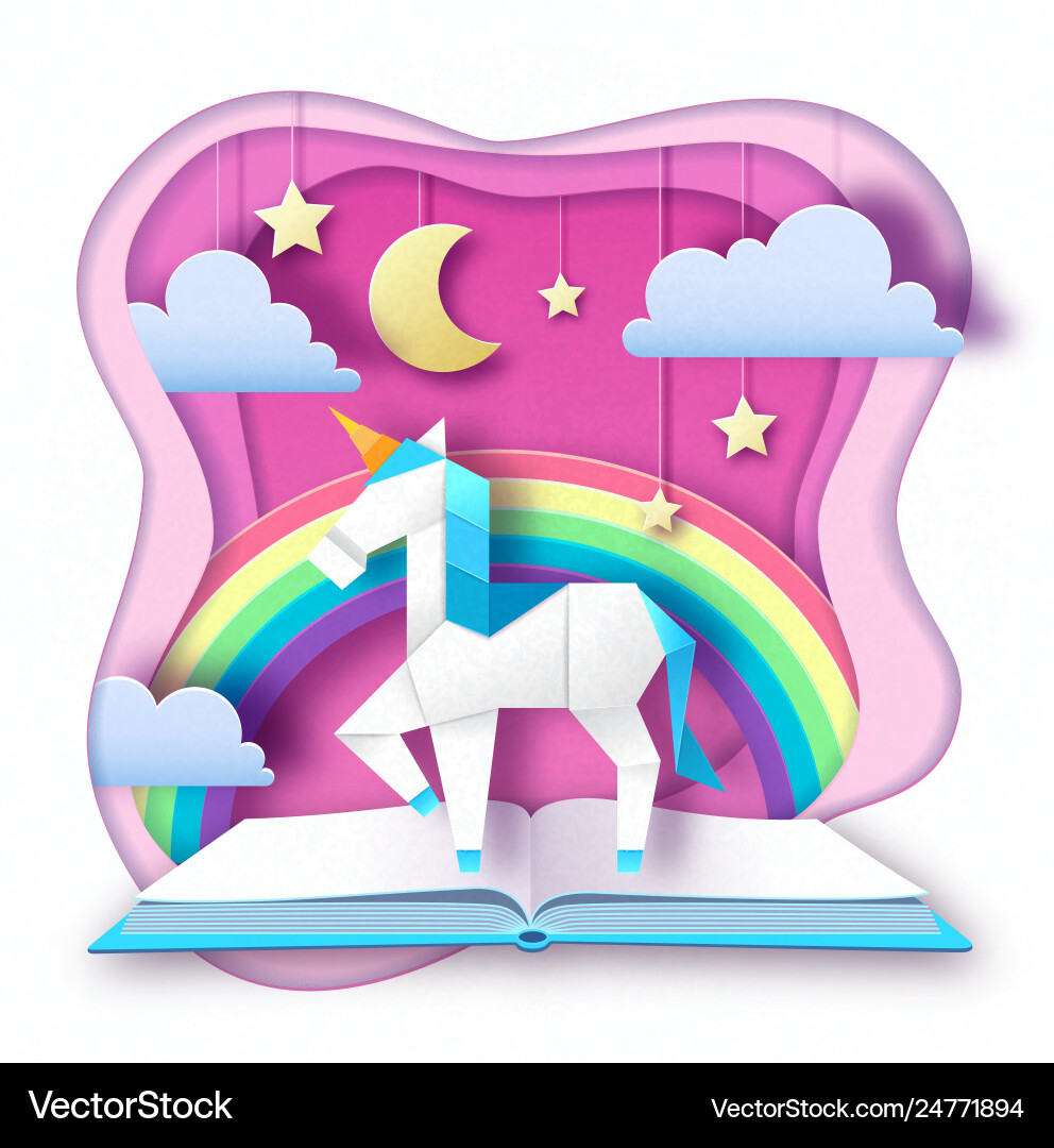 Fantasy animal horse unicorn with rainbow Vector Image