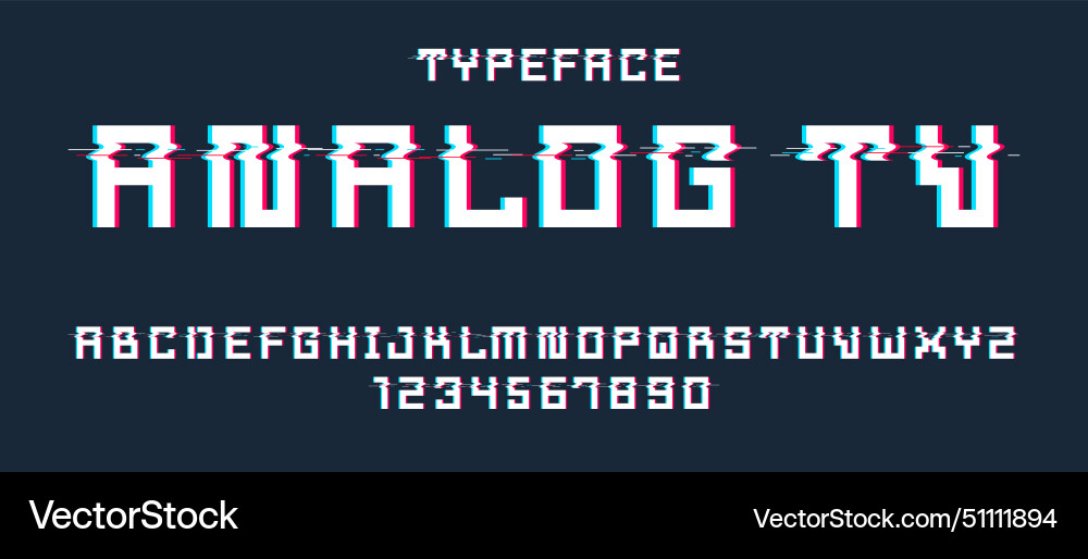 Glitch noisy geometric font in analog style Glitch noisy geometric font in analog style vector image