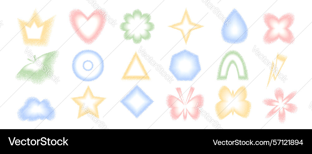 Grain color noise gradient geometric shape set vector image