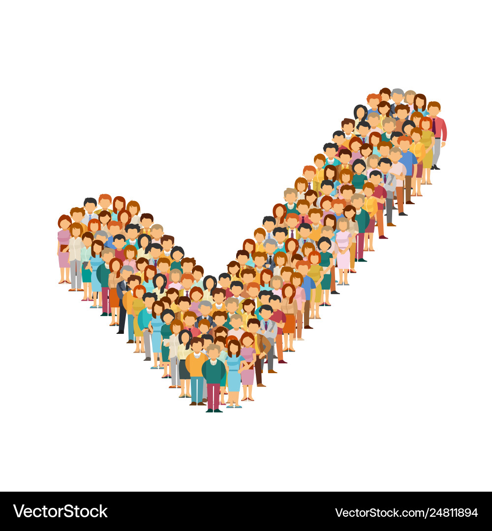 Group of People - Vote Check Sign Vector Image