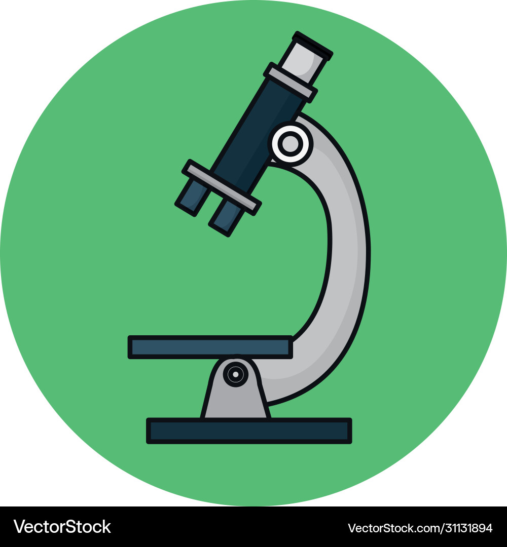 Microscope laboratory in frame circular Microscope laboratory in frame circular vector image