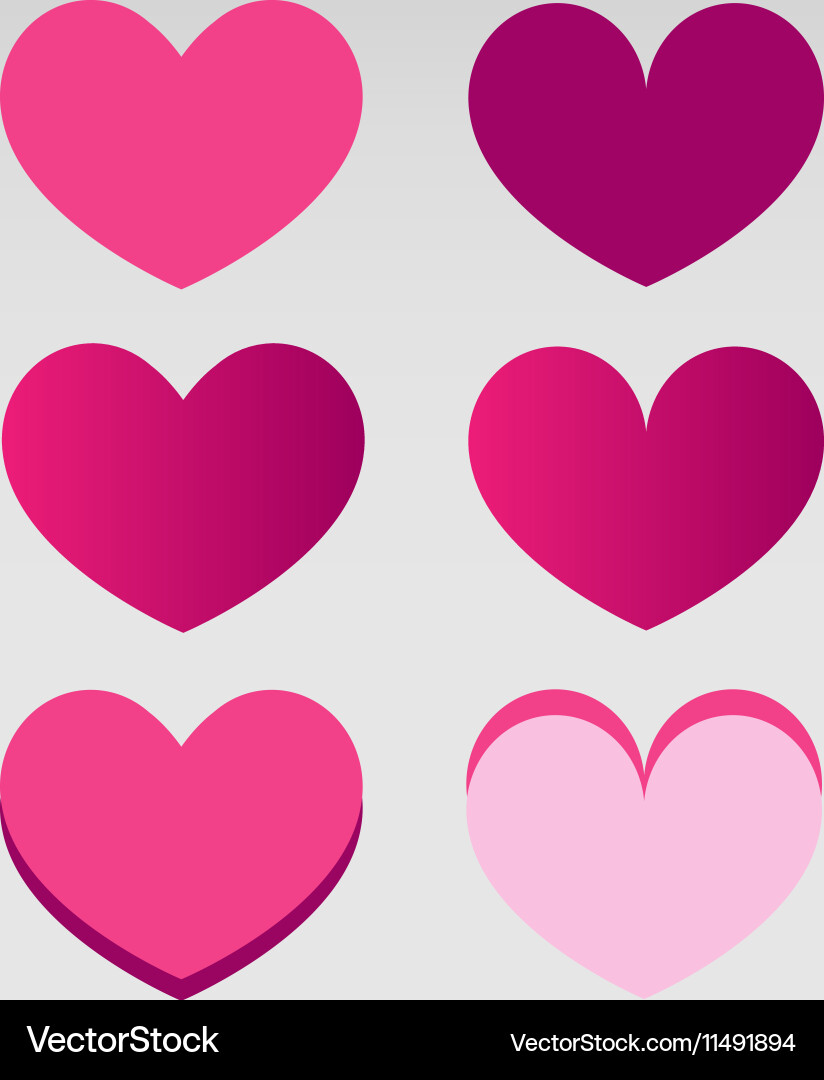 Pink Hearts Collection Vector Image