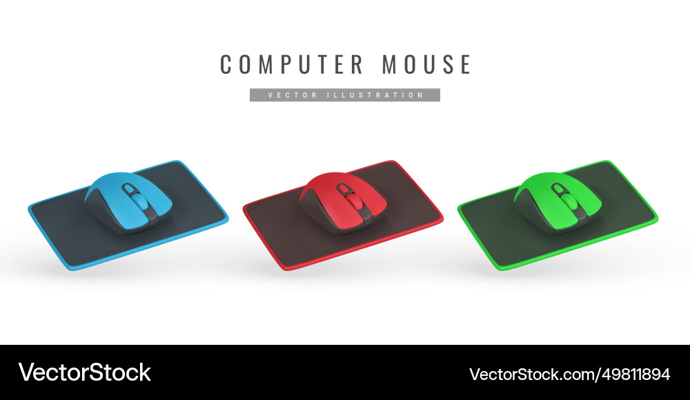 Realistic 3d computer wireless mouse on pad vector image