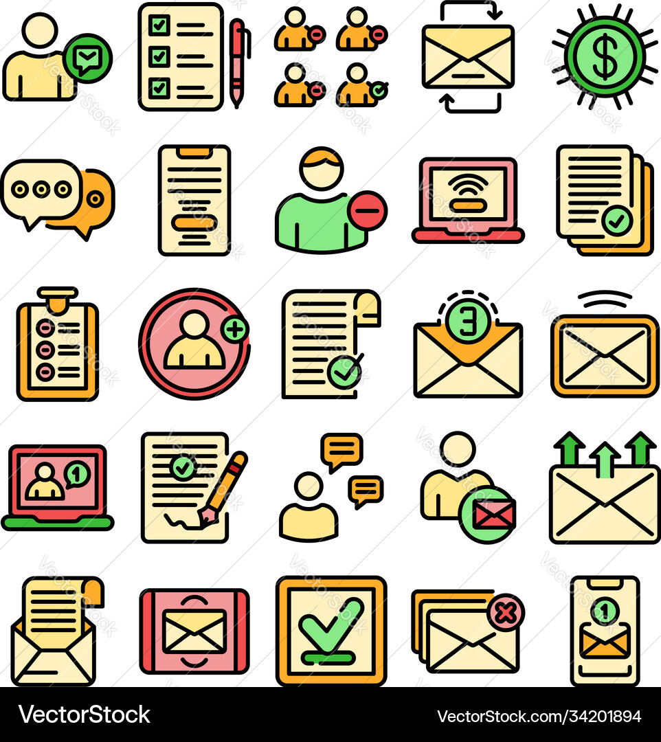 Request icons set flat Request icons set flat vector image