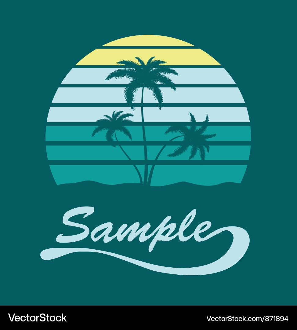 Retro Palm Tree Silhouette Vector Image