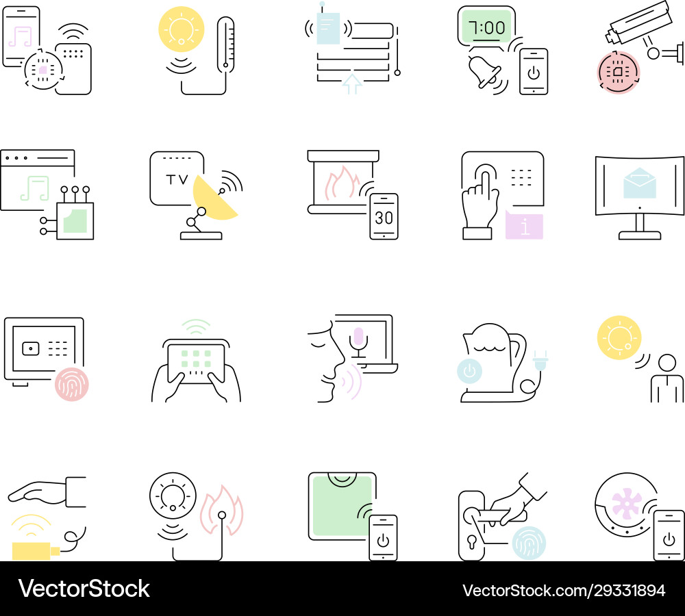 Set line icons intelligent building Set line icons intelligent building vector image