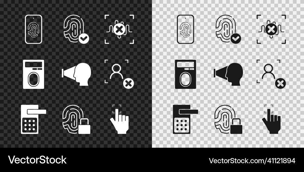 Set mobile with fingerprint scan Set mobile with fingerprint scan vector image