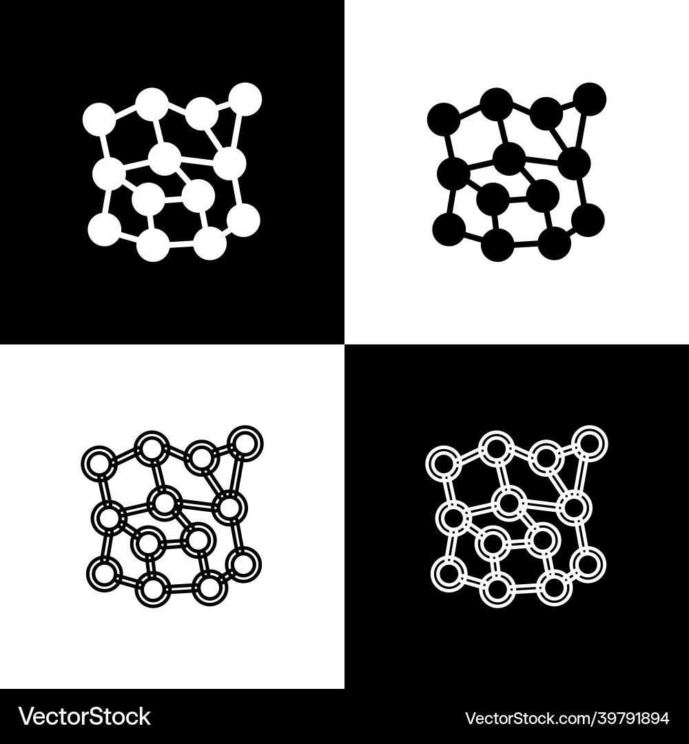 Set neural network icon isolated on black Vector Image