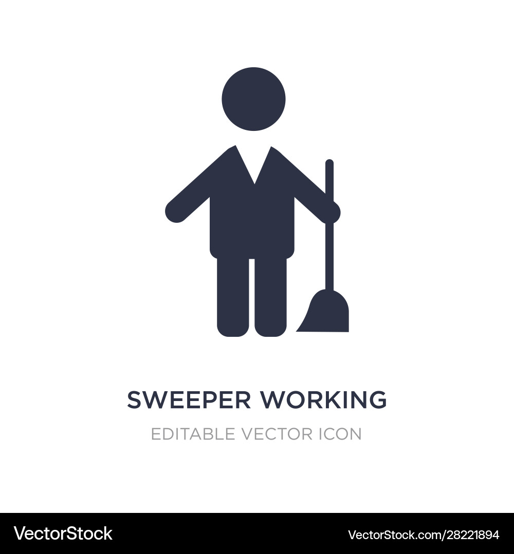 Sweeper working icon on white background simple vector image