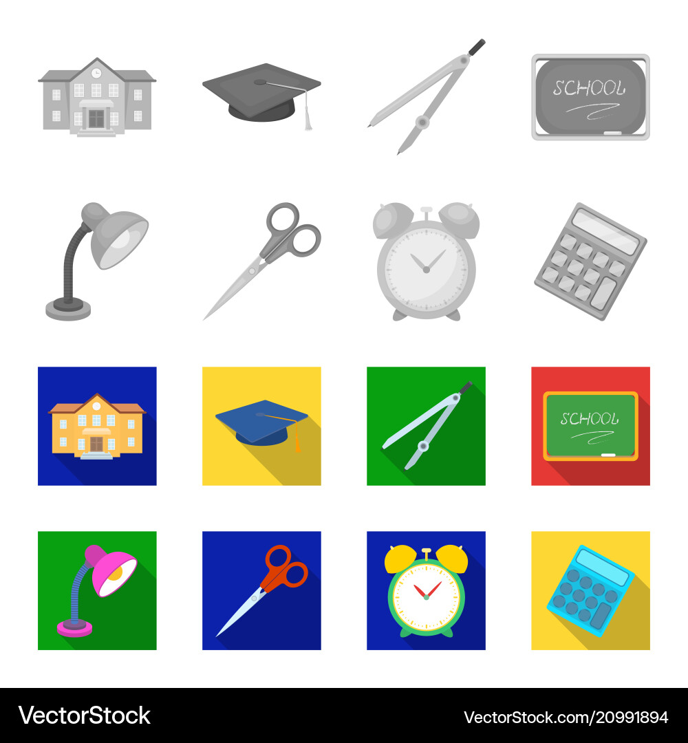 Table lamp scissors alarm clock calculator vector image