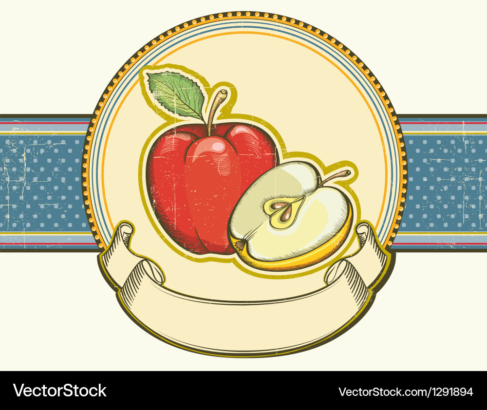 Vintage apples label on old paper background Vector Image