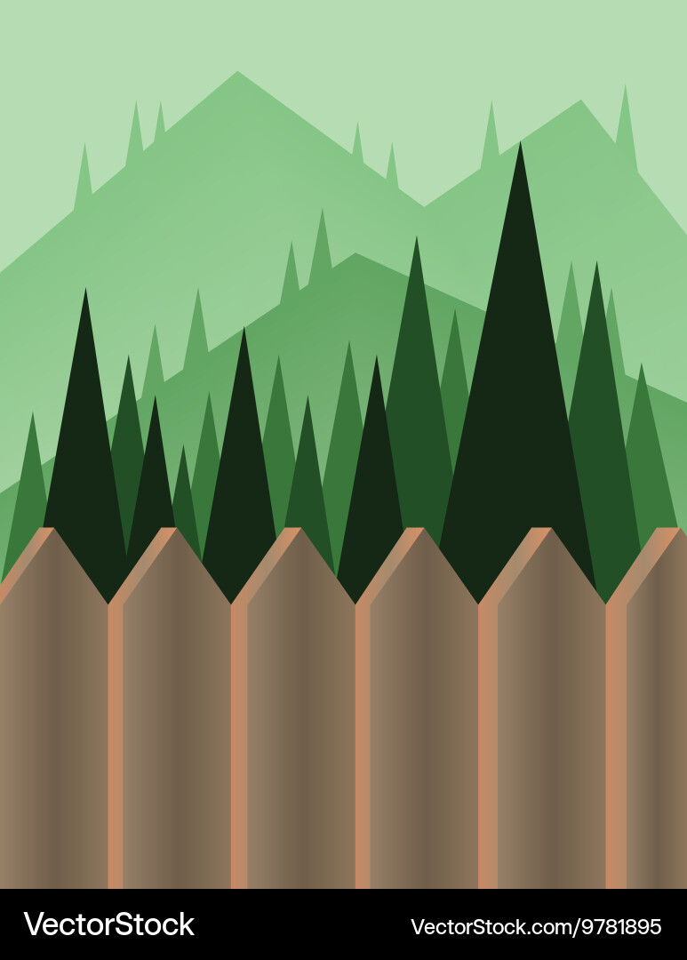 Abstract landscape design with green trees and hil vector image