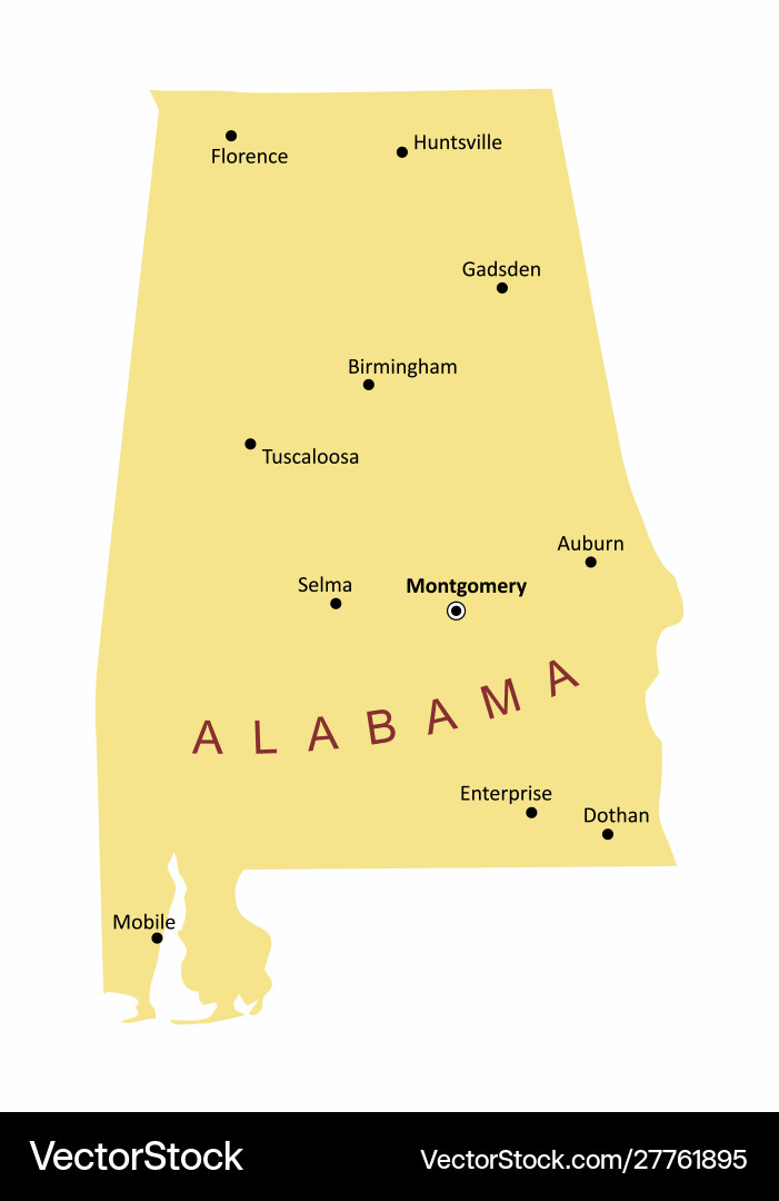 Alabama cities map Alabama cities map vector image