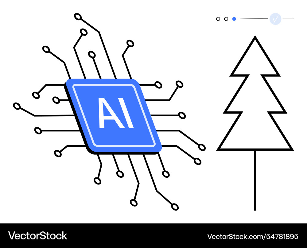 Artificial intelligence chip with connected Artificial intelligence chip with connected vector image