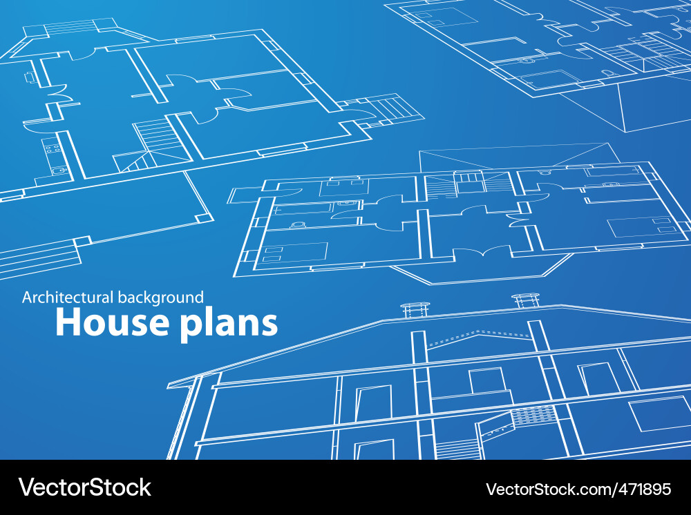 Blueprint House Plans Vector Image
