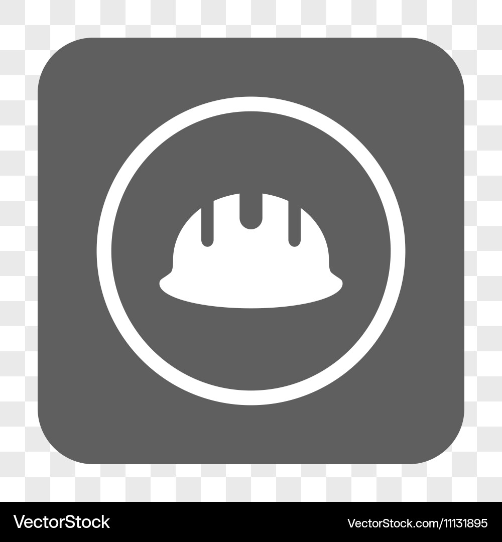 Builder hardhat rounded square button vector image