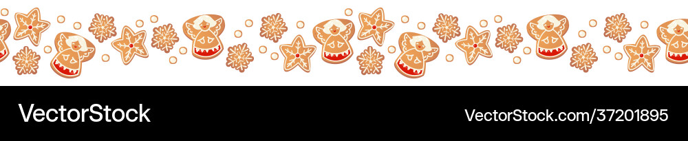 Christmas gingerbread cookies seamless border Christmas gingerbread cookies seamless border vector image
