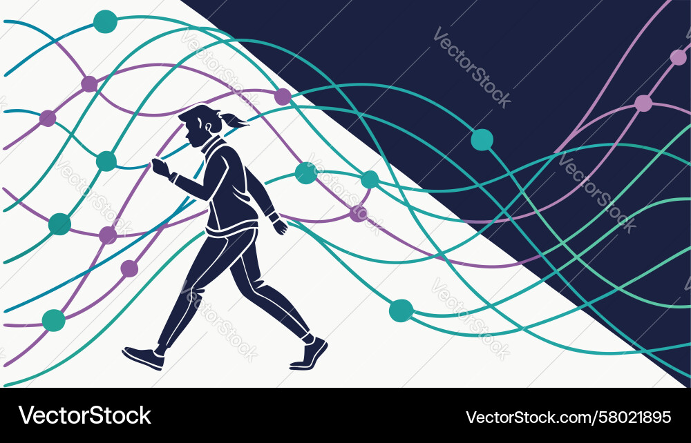 Dynamic Runner with Abstract Lines Vector Image