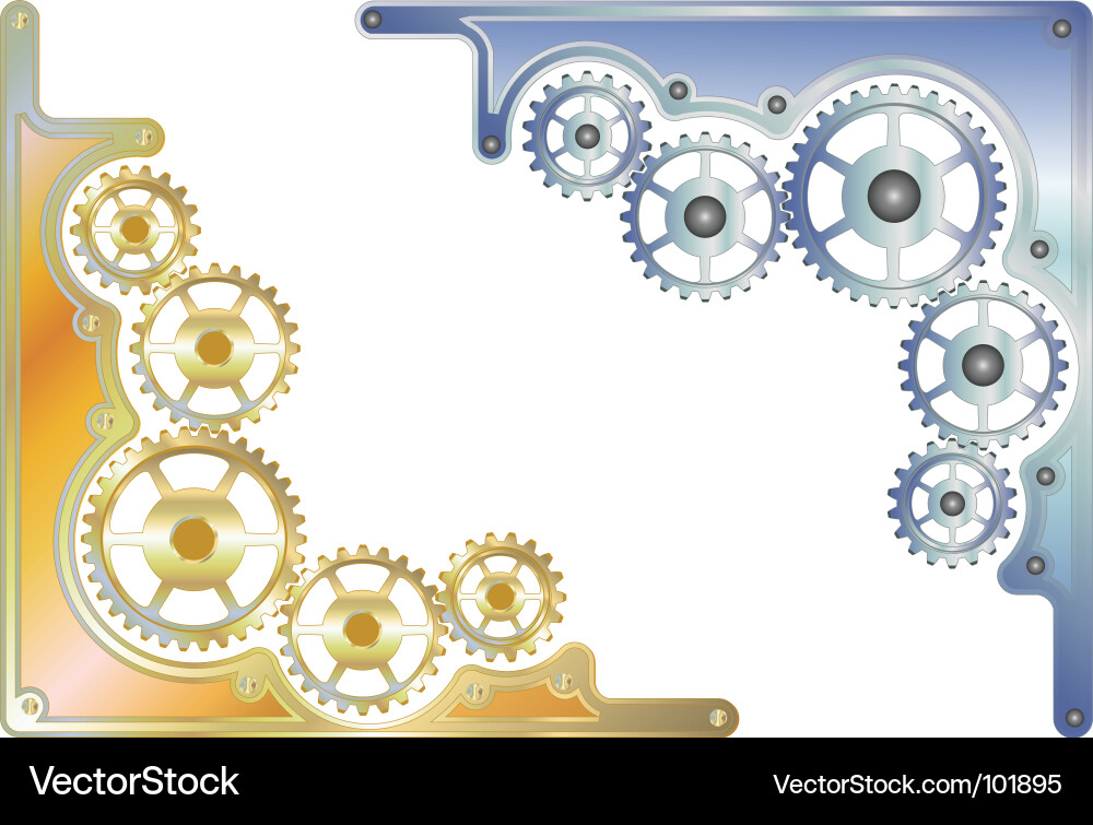 Gear Mechanism Corner Vector Image