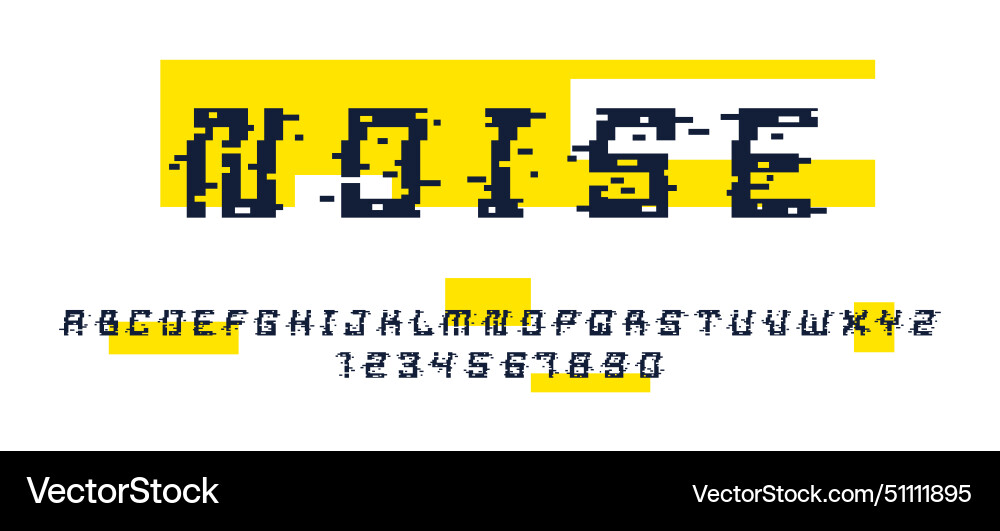 Glitch noisy geometric font in analog style Glitch noisy geometric font in analog style vector image